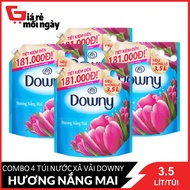 [Nguyên thùng] Combo 4 túi Nước xả vải Downy Nắng mai (Xanh) túi 3.5L X4