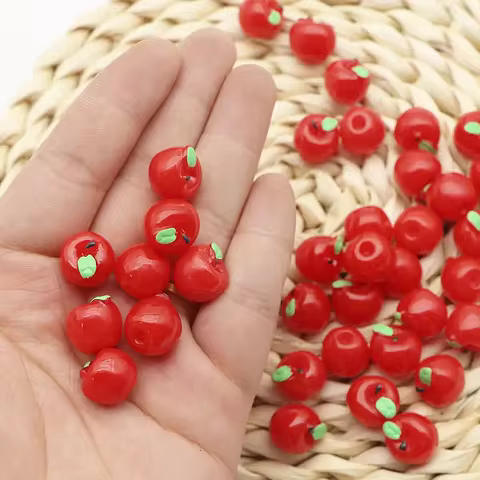 5/10pcs Mini Resin Red Apple Miniatures, Micro Landscape DIY Crafts Supplies, 3D Peace Fruit Charms 