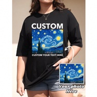 Customizable Loose Fit Women's T-Shirt, Upload Your Photo/Family/Best Friend/Couple/Pet Photo, Or Ad