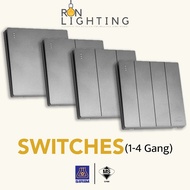【SIRIM】Ultra Slim Light Switch 1 / 2 / 3 / 4 Gang Switch 1 Way 2 Way Suis Lampu Rumah Moden Suis Lam