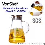 【READY STOCK现货】VONSHEF YC-CJ006 Borosilicate Glass Water Jug 2000ml