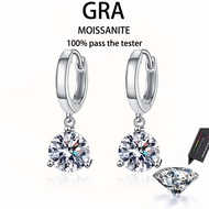 【 GRA Certificate Attached 】 1ct Moissanite Earrings, s925 Pure Silver Plated Platinum Classic Three