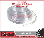 Selang Air Kecil Bening Transparan Tebal 1/4" ID 6 MM Murah Per Meter