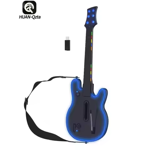 Wireless Guitar Controller 2.4G Guitar Handle with Strap & Wireless Dongle PC Controller for PS4 PS3