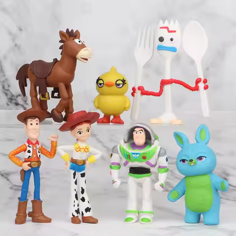 7Pcs/set Disney Story Cake decoration Woody Jessie Buzz Lightyear Forky Pig Bear Boy Birthday Gift F