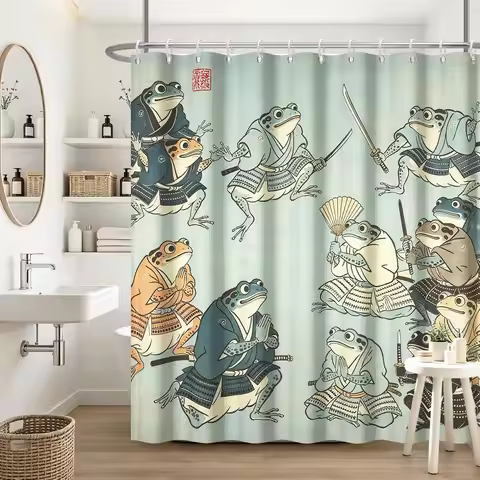 Cartoon Frog Collection Shower Curtain Waterproof 180x180cm Funny Jungle Comic Bathroom Decor Novelt
