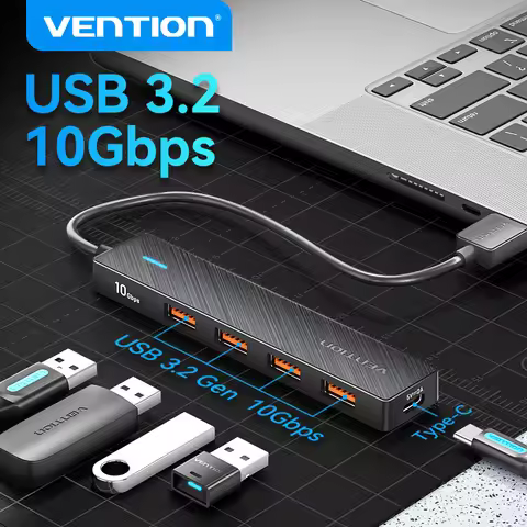 Vention USB HUB 4 Ports USB HUB 10Gbps USB 3.2 Gen 2 Adapter For Macbook Pro Air M1 PC Laptop Access