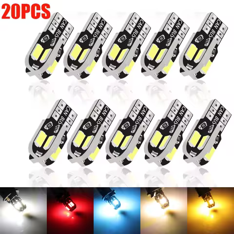 20pcs W5W T10 LED Bulbs Canbus 5730 8SMD 6000K 194 168 LED Car Interior Map Dome Lights Parking Ligh