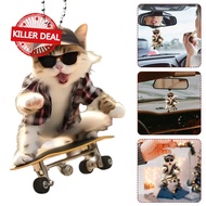 Car Acrylic Creative Bag Keychain Pendant Car Cat Ornaments O6m2