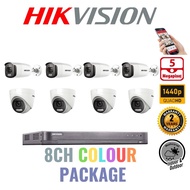 8 Channel 5MP Hikvision ColorVu CCTV Package Complete With 4 or 8 ColorVu Camera Package - 8 Channel