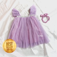 Gaun Bayi Perempuan 1 Tahun Import Lucu Warna Hitam Putih Lilac Sage Dress Pesta Bayi Cewek 12 Bulan