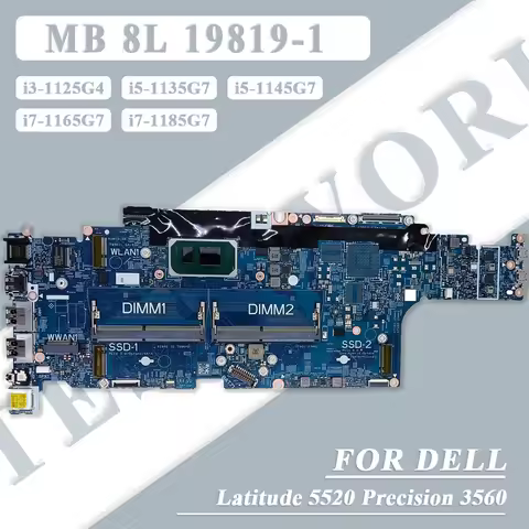 Laptop Motherboard For Dell Latitude 5520 Precision 3560 with i3/i5/i7 11th Gens CPU 2GB T500 MX450 
