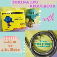 Tokina LPG Regulator with 1.25 m/4 ft. Stainless Braided Hose and 2 pcs. Clamps - Solane Shellane