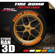 Tire Sticker Tire Font/ Tire Bomb/ 3D Tire Sticker (VESPA RACING) IP PROJECT IP.CODE-15