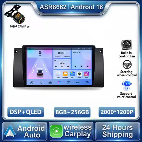 CPU A76-ASR8662 Android 16 For BMW 5 E39 1995 1996 1997- 2003 For E53 X5 M5 Navigation Carplay Car R