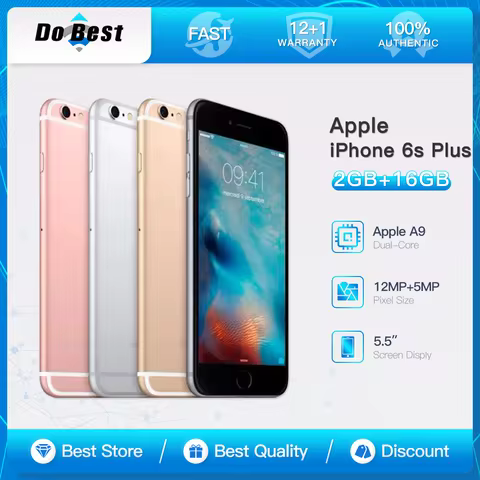 Original Apple iPhone 6s Plus Unlocked 4G LTE 5.5" IPS LCD Touch ID A9 Dual-Core iOS Smartphone 16GB