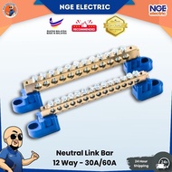 DB| PROMOSI - BRASS COPPER NEUTRAL LINK BAR 12 Way 30A 60A Earth Bar DB Box Terminal Block