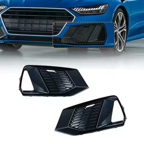 Car Front Bumper Light Cover For Audi A7 S7 2019 2020 2021 2022 2023 2024 Fog Lamp Honeycomb Hex Gri