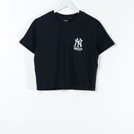 MLB NY YANKEES POCKET WHITE BLACK CROP T-Shirt 100% ORIGINAL