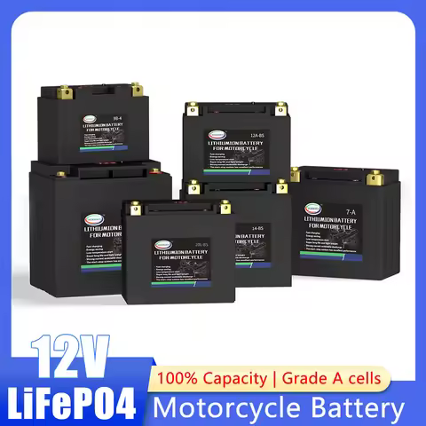 12V LiFePO4 Motorcycle Battery 4Ah 8Ah 9Ah 12Ah 16Ah CCA 260 450 520A Built in BMS Lithium Battery M