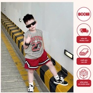 Boy's suit made of 4c stretch cotton with BOSS TONNNE 23 print, DOOBI brand for babies from 10-63kg 