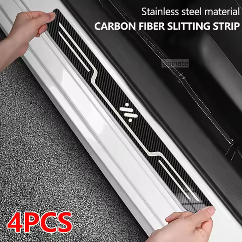 Car Stainless Steel Door Sill Scuff Plate, Carbon Fiber Threshold Protective Sticker, For IM LS7 L7