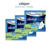 [Bundle of 3] Always Infinity FlexFoam Sanitary Pads, Super Absorbency Size 2 Wings 27cm 16Pcs