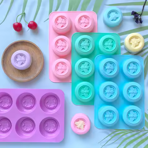 1pc Silicone Soap Mold, 3D 6-cavity Circular Shaped Bee Design Silicone Mold, Homemade Soap, Bath Sa