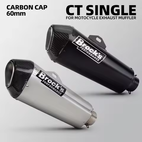 Brocks CT SINGLE Exhaust Universal Motorcycle 60mm Muffler for GSXR1000R CBR1000RR R1 MT10 ZX10R Z90