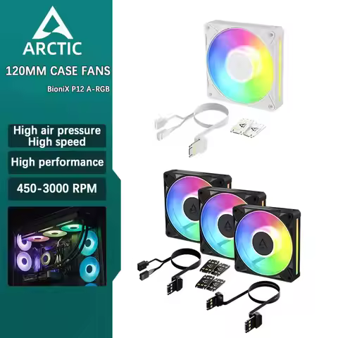 ARCTIC BioniX P12 ARGB Computer Desktop 12cm High Pressure Case Fan Large Airflow PWM Temperature Co