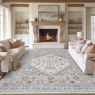 Vintage Persian living room carpet, non-slip full-cover sofa rug, bohemian dirt-resistant bedside ru