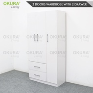 OKURA 3 Door + 2 Drawer Wardrobe Cupboard Storage Cabinet Almari Baju