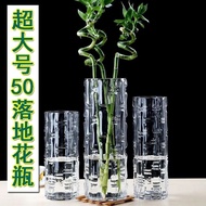 Glass Vase Floor Vase Lucky Bamboo Transparent Living Room Hydroponic Plant Flower Arrangement Dried Flower Ornament Vase Super Thick 6NWN