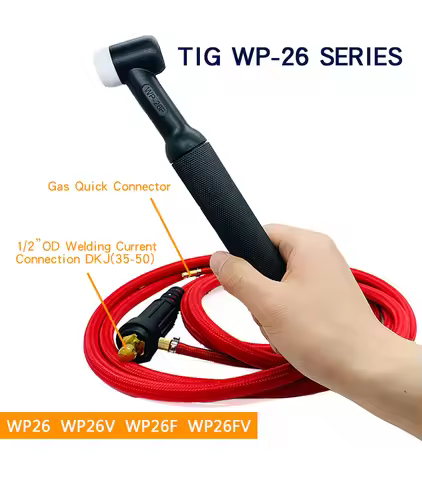 WP26 WP26V WP26F WP26FV TIG Welding Torch Gas-Electric Integrated Red Hose Cable Wires 3.7M 35-50 Eu