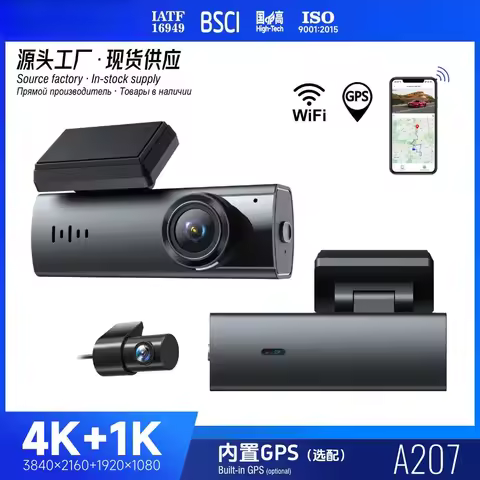 Dash Cam 4K Hidden GPS wifi 360 Dash Cam Front and Rear Dual Recording Video