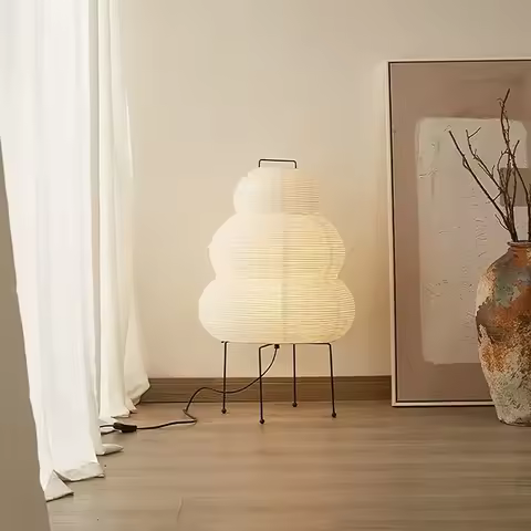 Japanese Design Akari Noguchi Yong Table Lamp White Rice Paper Decorative Desk Lights for Bedroom Li