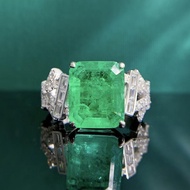 Z-512N 925 Sterling Silver Women's Ring, 10mm * 12mm Candy Green Ice Crack Square Zirconium