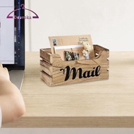 [deevoka] Wood Mail Holder Storage Box Handmade 26x10x12cm for Office Desk Mail Basket