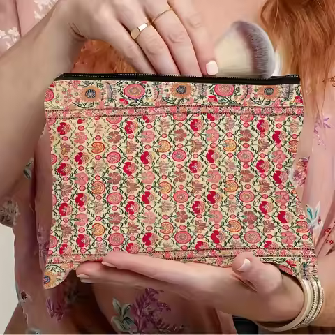 Vintage Bohemian Makeup Bag India Embroidered Cosmetic Bag Lightweight Foldable Travel Cosmetic Orga