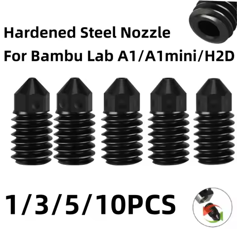 For BambuLab A1 mini/A1/H2D/ Hardened Steel Nozzle 0.2/0.4/0.6/0.8mm Nozzles For Bambu Lab Upgraded 