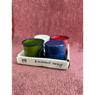 Enamel Mug Set of 4 / Coffee Cups / Mixed Color Enamel Cups