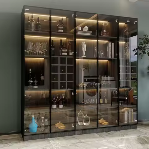 Practical Living room wall display cabinet household luxury sideboard small glass door storage locke