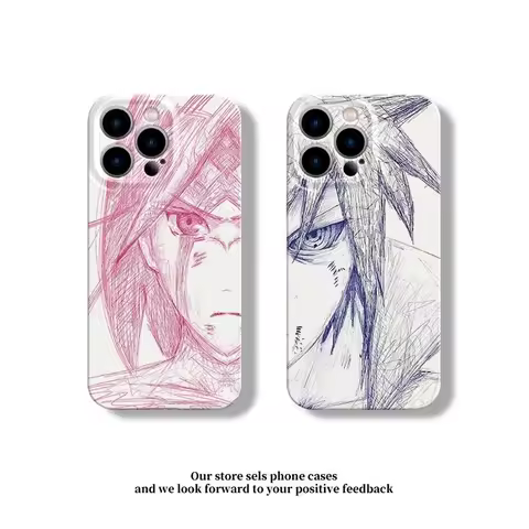 NARUTO Lovers Sasuke Sakura Phone Case for iPhone 11 12 13 14 15 16 17 Pro Max Plus Naruto White Fil