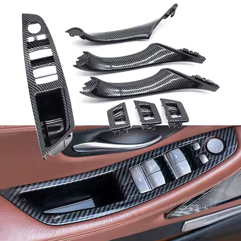 LHD RHD Carbon Fiber Interior Door Armrest Panel Pull Handle Set For BMW 5 Series F10 F11 523i 525i 