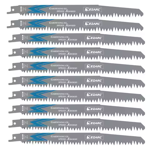 EZARC 10pcs 9inch Wood Pruning Reciprocating Saw Blades, 225mm 5TPI Recip Saw Blades for Wood, Plast