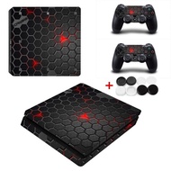 Dhappy® Black Red 3D Art Metal Net Vinyl PS4 Slim Skins Stickers for Sony PlayStation 4 Slim Console