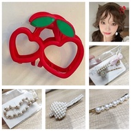 Cherry stainless steel hair clip cute bangs clip/ iron hair clip/ hair clip pearl hair clip