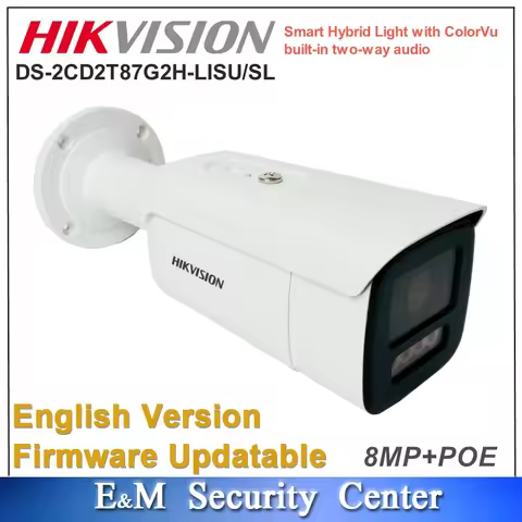 Original Hikvision DS-2CD2T87G2H-LISU/SL 8MP ColorVu Strobe Light and Audible Warning Fixed Bullet N
