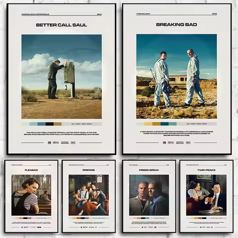 Minimalist Classic TV Series Poster Friends Fleabag Breaking Bad Retro Canvas Painting Print Modern