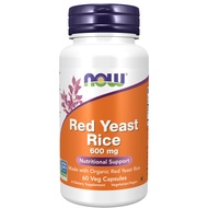 NOW Supplements, Red Yeast Rice 600 mg, Made with Organic Red Yeast Rice, 60 Veg Capsules